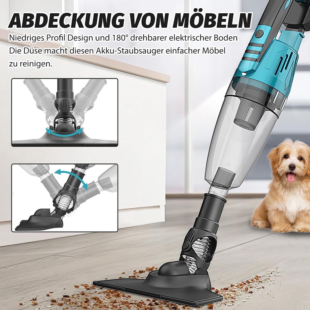 Handstaubsauger 10000Pa,Ersatz für Makita 18V Akku,Mini Handstaubsauger Auto 140W,Bürstenloser Motor