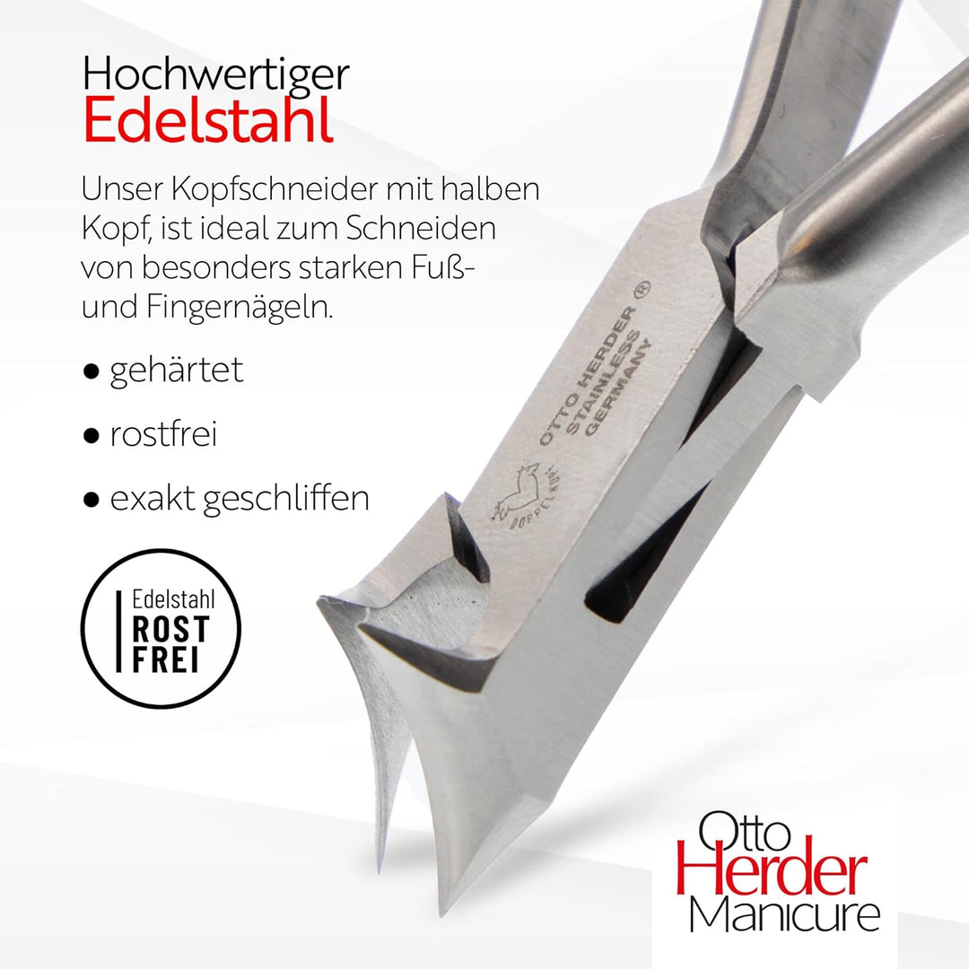Otto Herder Manicure Fussnagelzange aus rostfreiem Edelstahl, Kopfschneider Nagelzange 14 cm, für st