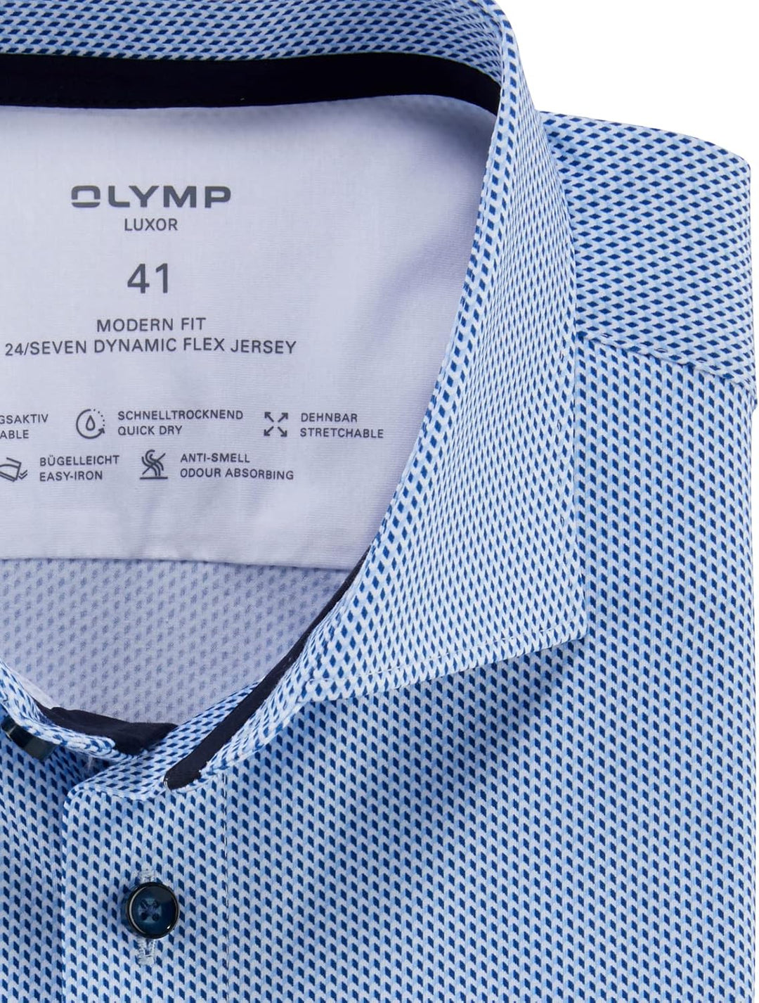 OLYMP Herren Businesshemd Langarm Luxor 24/Seven,modern fit,Kent-Kragen 37 Bleu 11, 37 Bleu 11