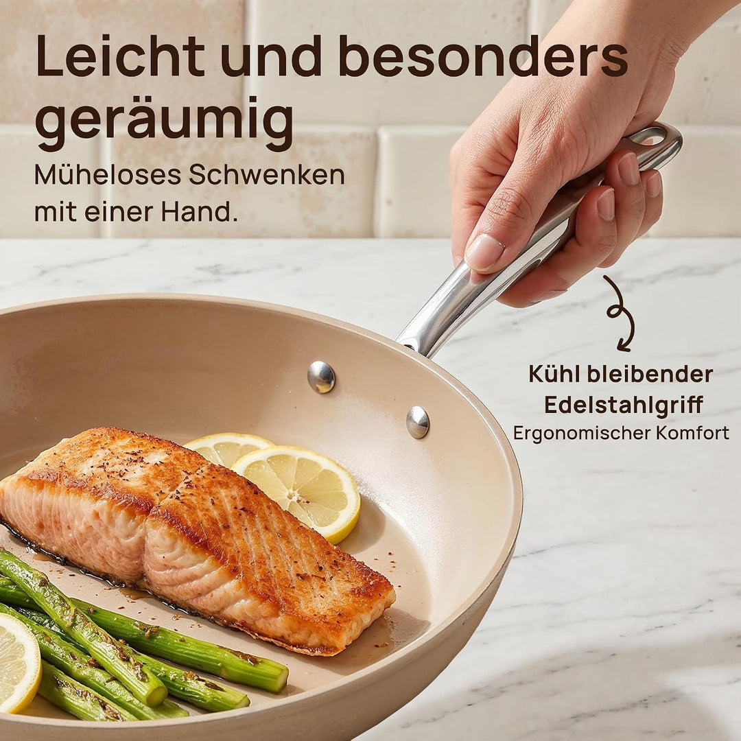 KOKHUB Pfannenset 3-teilig, Keramik Antihaft Bratpfannen 20/24/28 cm, PFAS-frei PFOA-frei Kochgeschi