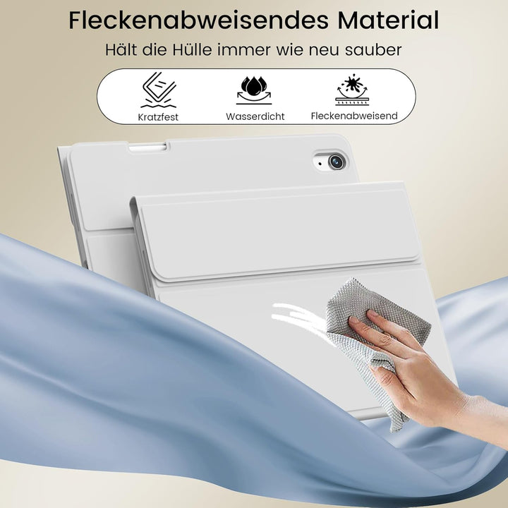 Hülle mit Tastatur für iPad 11/10 Generation mit Stifthalter, Magnetisch Abnehmbare Kabellose Blueto