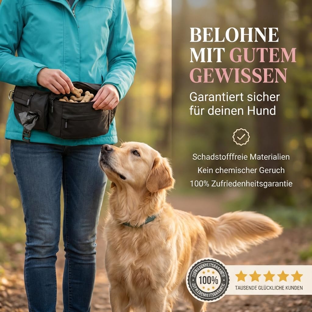 HUND IST KÖNIG Leckerlitasche für Hunde Leckerlis & Hundezubehör - Robuste Bauchtasche Hund - Futter