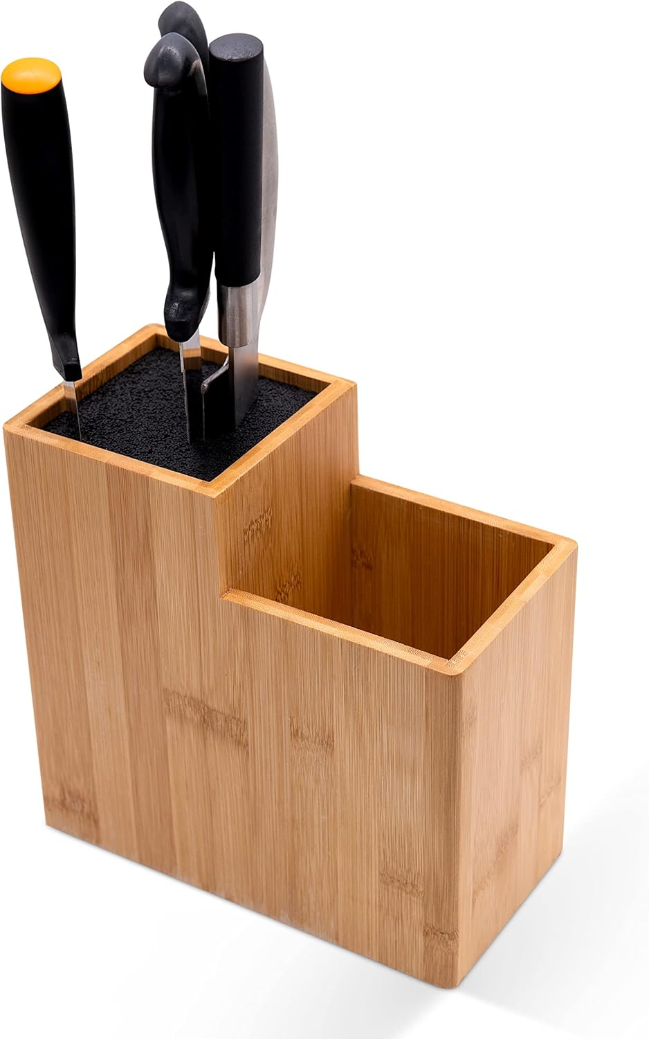 Presar Bambus Messerblock ohne Messer - Holz Messerhalter & Organizer für Küchenmesser, Besteck, Koc