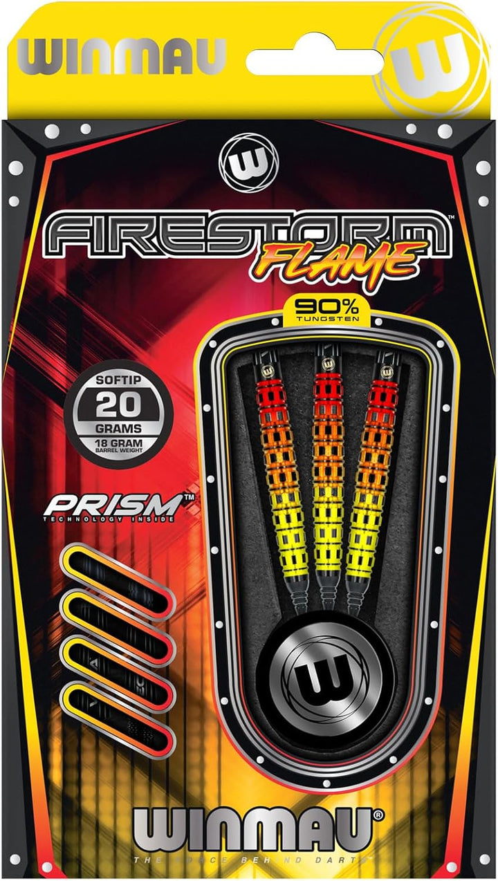 WINMAU Firestorm Flame Professionelles Wolfram-Dart-Set mit Flights und Schäften (Shafts) 20G Zulauf