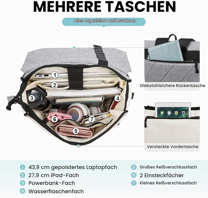 LOVEVOOK Backpack School Laptoptasche Arbeitstasche Damen Wasserdichter Notebook Rucksack mit Laptop