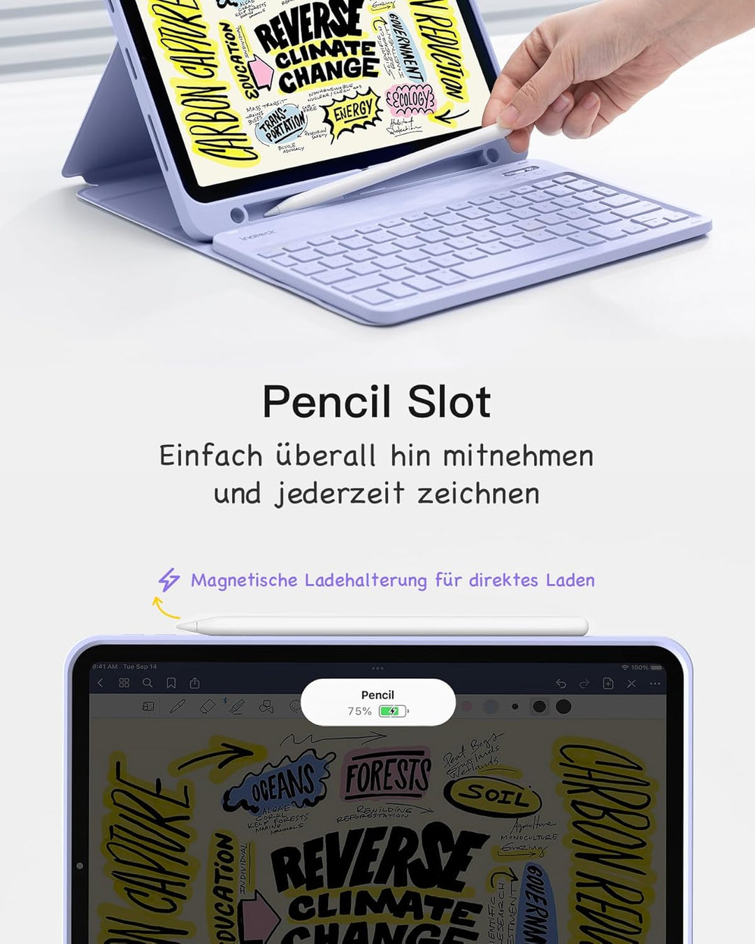 Inateck Tastatur Hülle kompatibel mit iPad 10 Gen.10,9"/11 Gen. A16 2025 11 Zoll, iPad Air 11" M3/M2