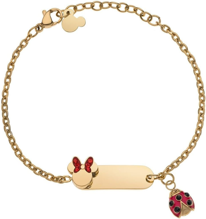 Armband Lucky Minnie Edelstahlkollektion Gold, Rot Marienkäfer und Zirkonia für Mädchen und Kinder,