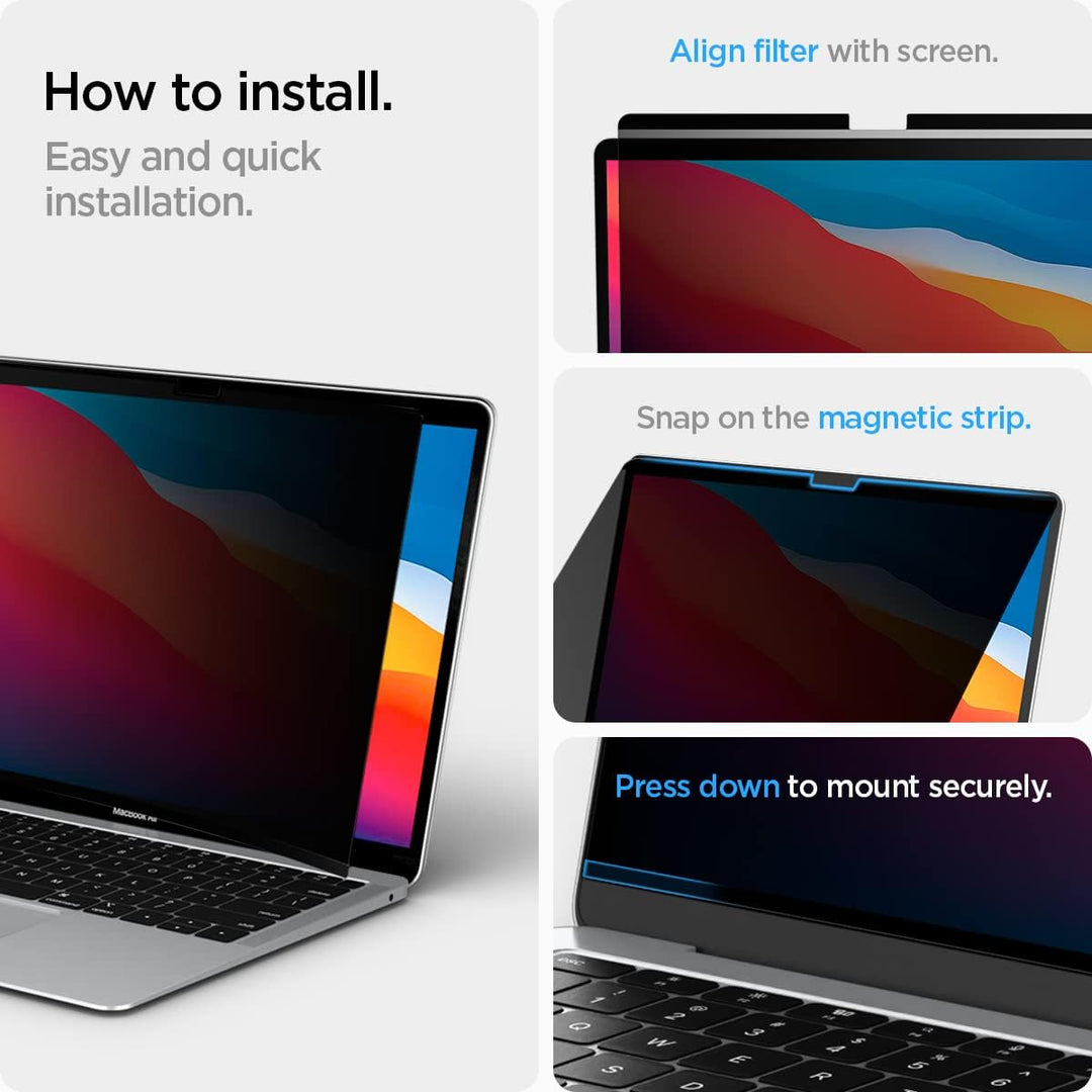 Spigen SafeView Magnetischer Blickschutzfilter für MacBook Pro 13 Zoll (2017-2021), MacBook Air 13 Z