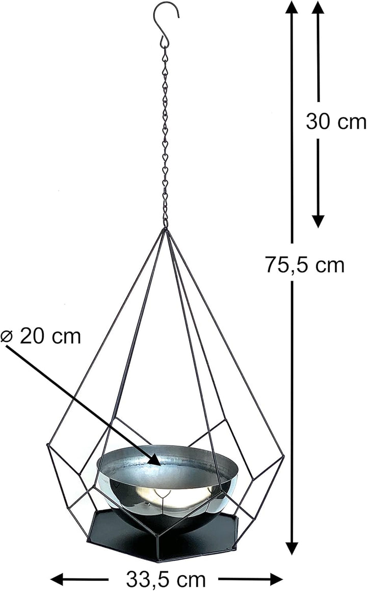 DanDiBo Blumenampel Innen Metall Wand Hängepflanzen 76 cm 96095 L mit Topf 6 Ecken Pflanzenhänger Bl