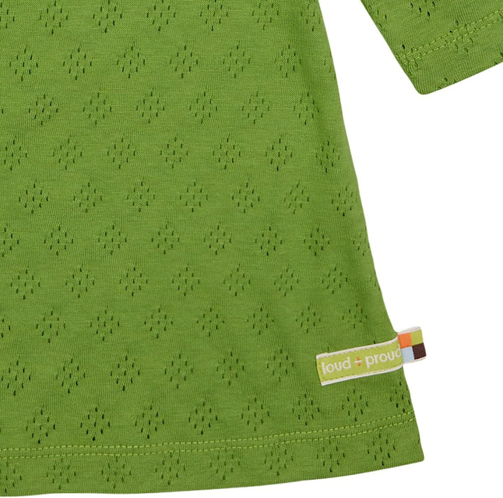 loud + proud Mädchen Jacquard Strick, GOTS Zertifiziert Kinderkleid, Grass