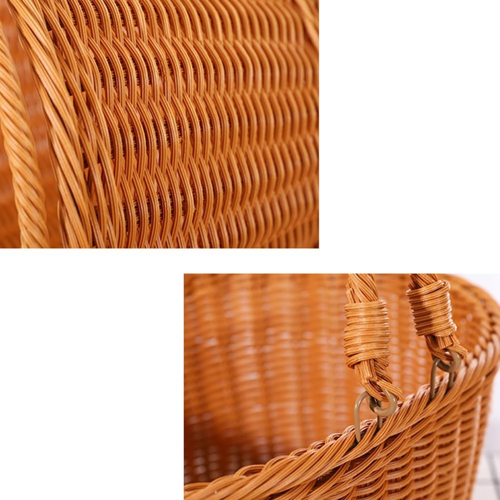 Cabilock Geflochtener Rattankorb Oval Klein Aufbewahrungskorb aus Rattanimitat mit Griff Dekorativer