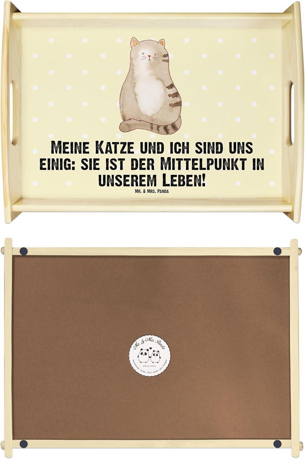Mr. & Mrs. Panda Servier Tablett Katze Sitzen - Geschenk, Cat, Serviertablett, Katzen, Herz, kaffeet