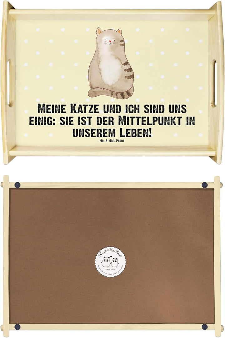 Mr. & Mrs. Panda Servier Tablett Katze Sitzen - Geschenk, Cat, Serviertablett, Katzen, Herz, kaffeet