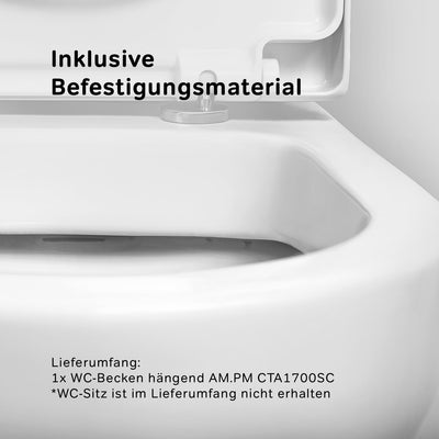 Spülrandloses WC, Toilette für Gäste-WC, Hänge-WC CTA1700WH Hit FlashClean aus Keramik, Wand WC Spül