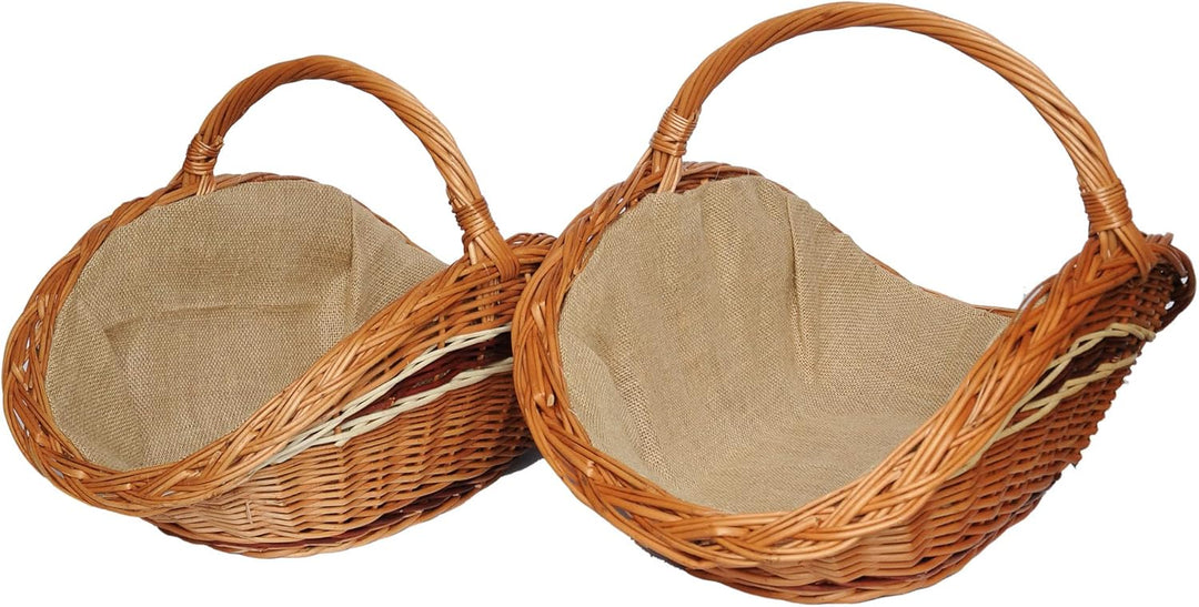 Kaminholzkorb aus Weide Kaminkorb Holzkorb mit Jute Weidenkorb Holz Kamin Kaminholz (Hellbraun, Typ