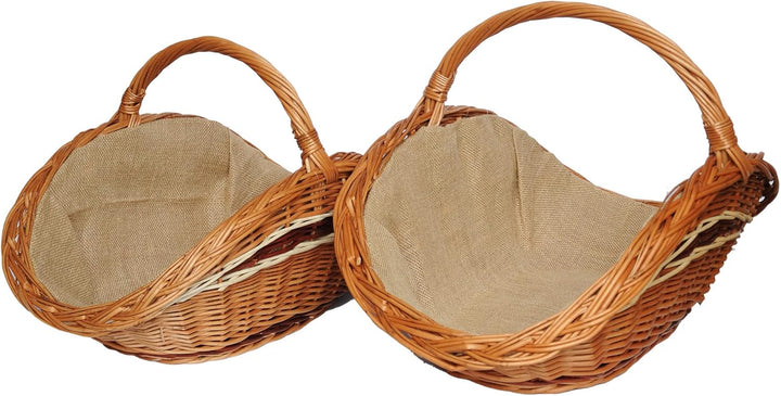 Kaminholzkorb aus Weide Kaminkorb Holzkorb mit Jute Weidenkorb Holz Kamin Kaminholz (Hellbraun, Typ
