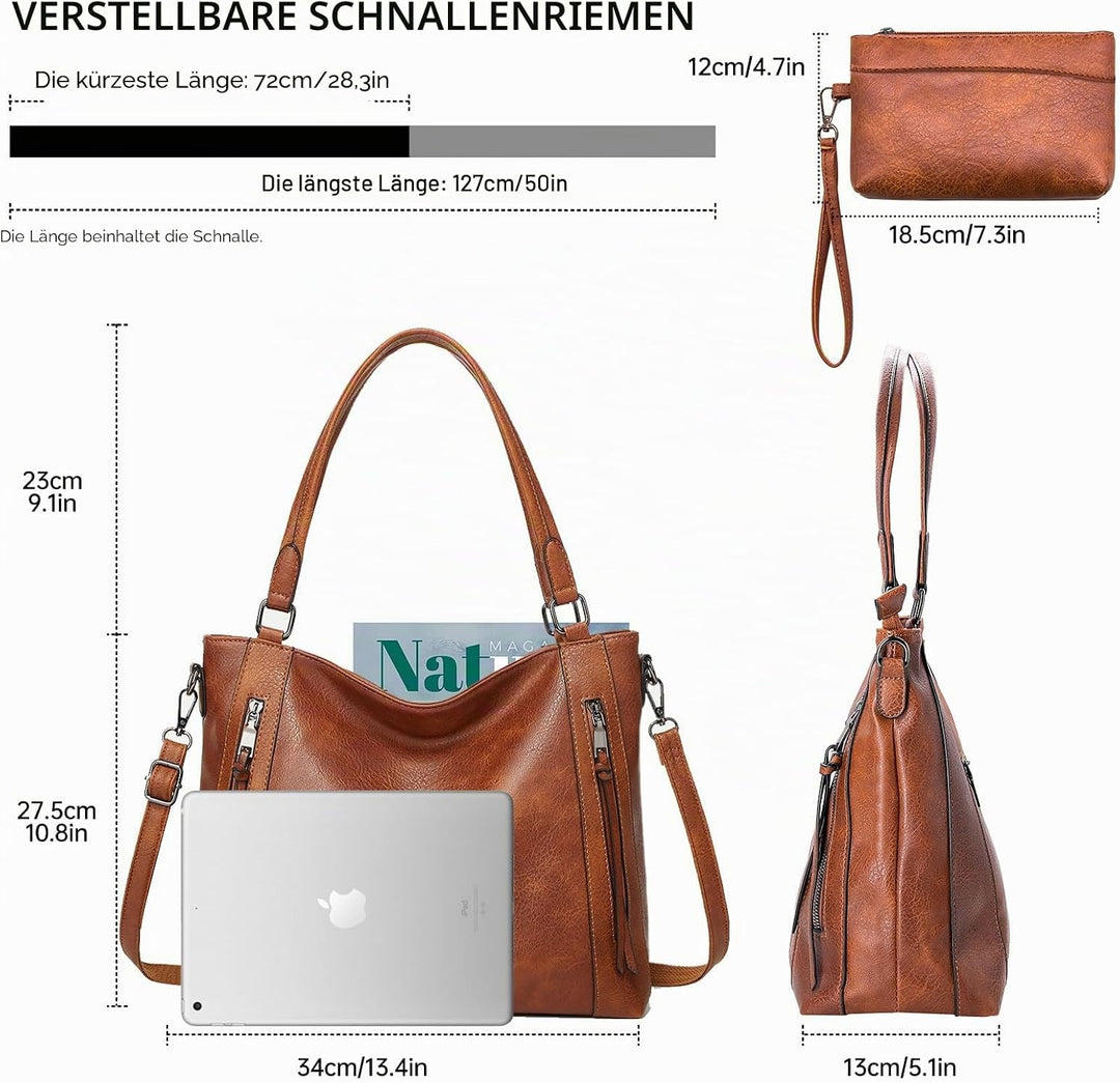 Long Keeper Handtasche Damen Gross - Tote Bag Shopper Damen Leder Umhängetasche Damen Schultertasche