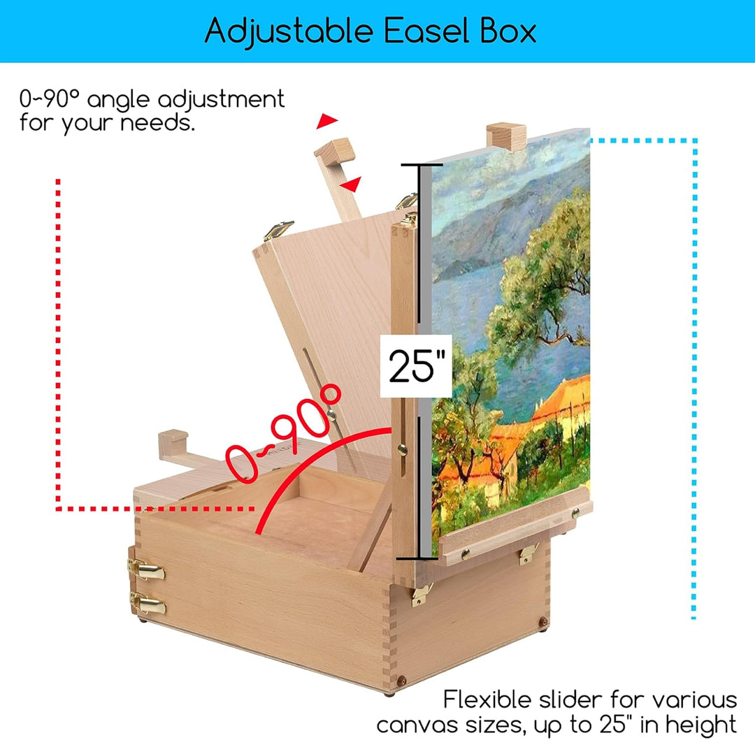 MEEDEN Schreibtisch Skizzenkasten Kunststaffelei – Multifunktionale, Verstellbare Skizzenbox aus Buc