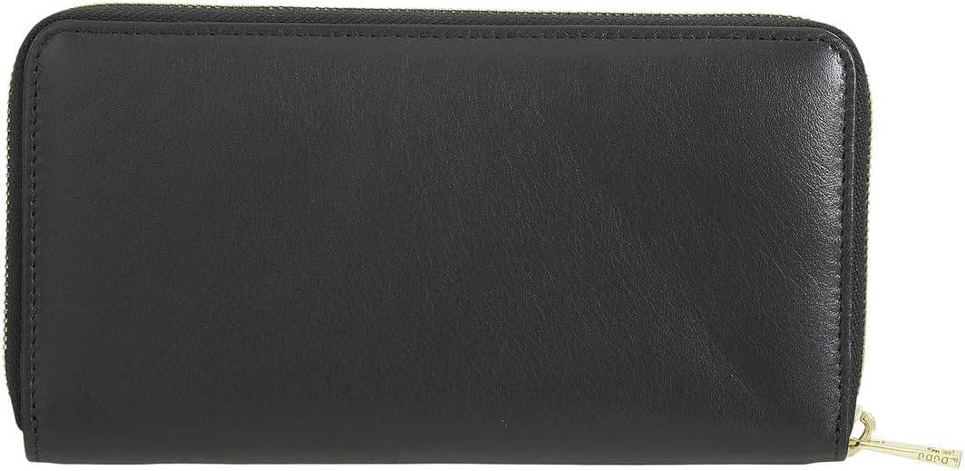 DUDU Grosse Bunte Damenbrieftasche RFID in echtem Leder mit Rundum - Reissverschluss Black pop, Blac