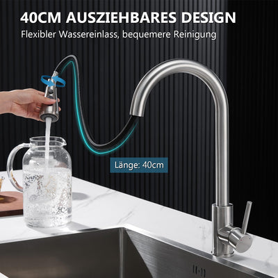 Ulytid Wasserhahn Küche Ausziehbar, Hochdruck Küchenarmatur mit Brause Ausziehbar 3 Modus, Mischbatt