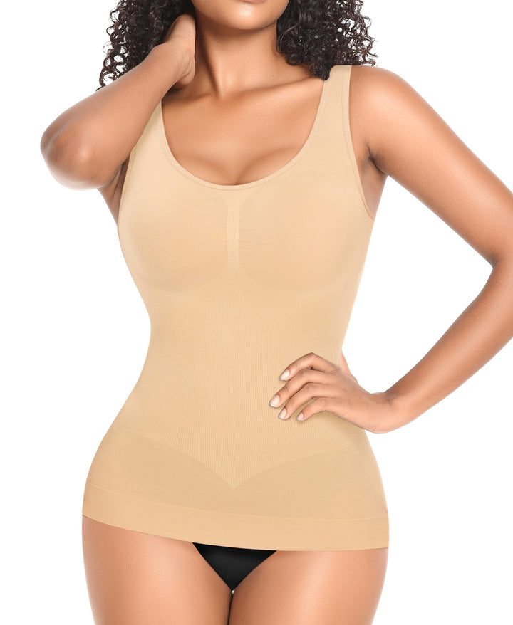 YARRCO Damen Shape Unterhemd Formende Tops Nahtlos Hemdchen XXL Beige-Weite Träger, XXL Beige-Weite