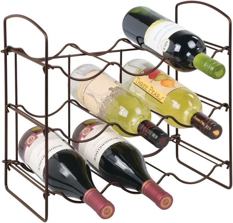 mDesign Weinregal für 9 Flaschen Wein, Bier, Wasser usw. – Flaschenhalter mit 3 Ebenen für die Küche
