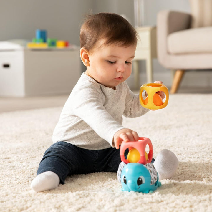 Lamaze Stapel-, Rassel- und Rollwürfel, sensorisches Spiel Neugeborene, Stapel- und Rasselspielzeug