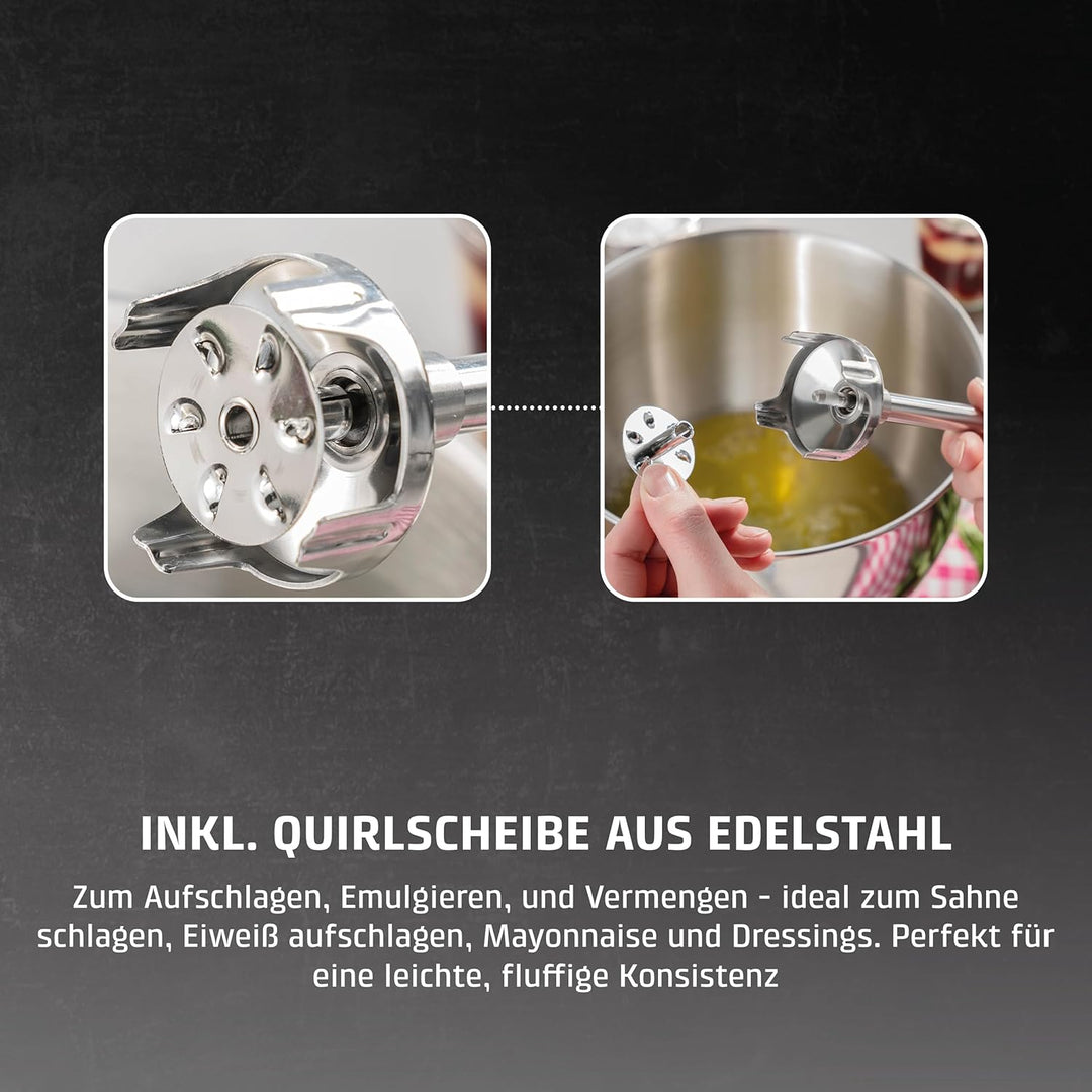 CASO HB 2400 Pro XL-Design Stabmixer Inkl. Zubehör, kraftvoller Stabmixer zum Mixen, Rühren, Quirlen