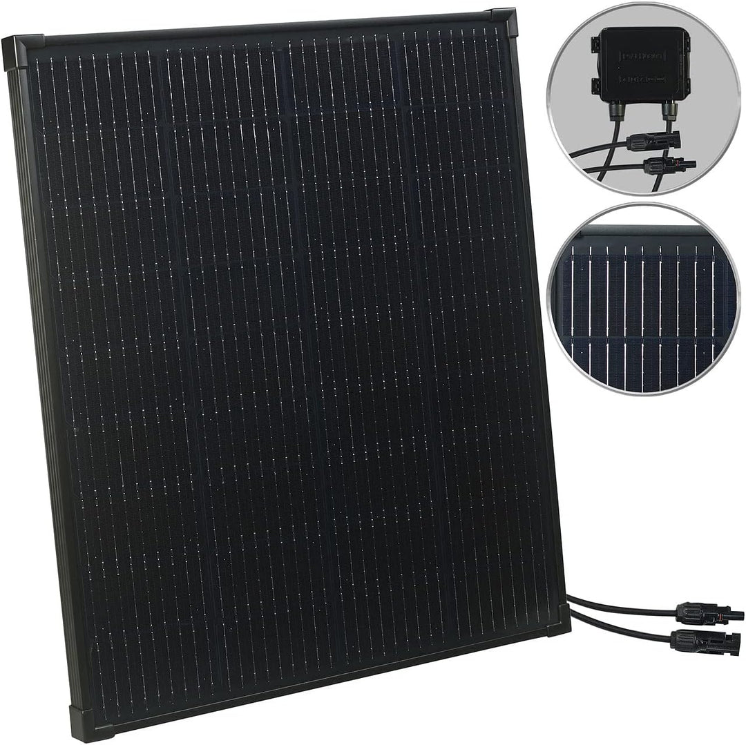 revolt Solarmodul klein: Mobiles Solarpanel mit monokristallinen Zellen, 110 W, schwarz (Kleine PV M