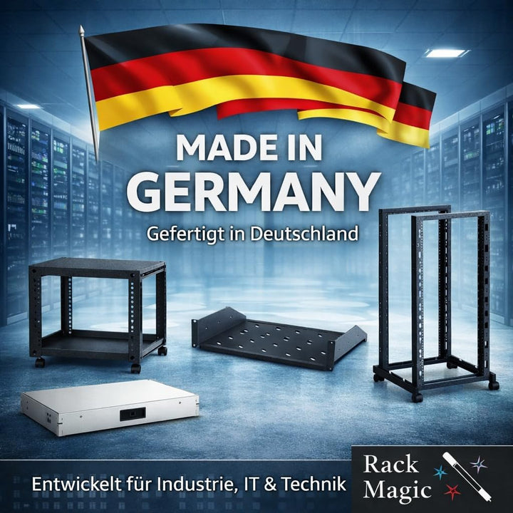 Rack Magic - 2HE Fachboden 19" Rackablage für 482.6mm 19 Zoll Rack- bis 15kg - 280mm Tiefe - RAL 703