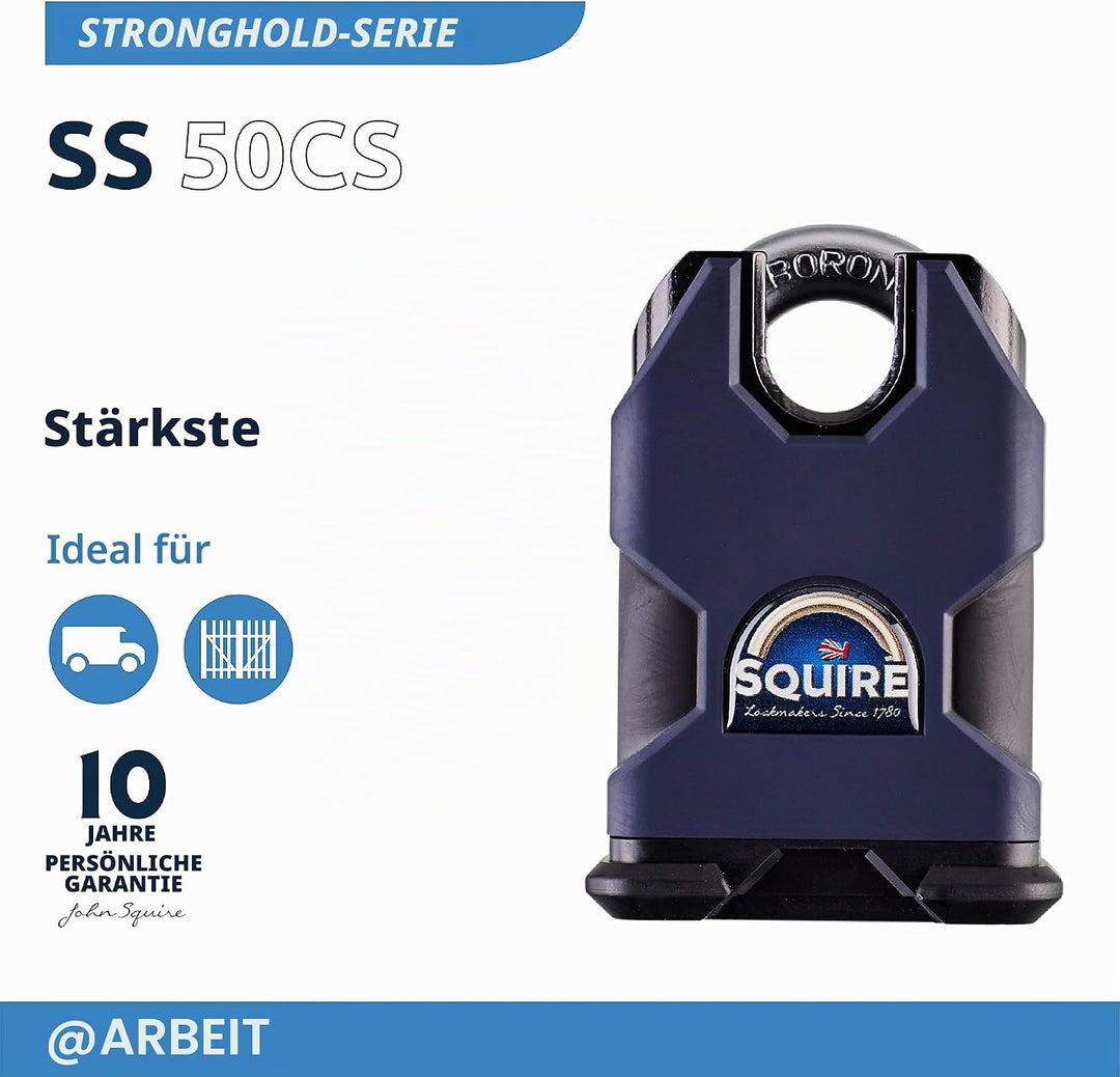 Henry Squire SS50CS Vorhängeschloss mit Bügel, Stahl, 50 mm 50mm Blau, 50mm Blau