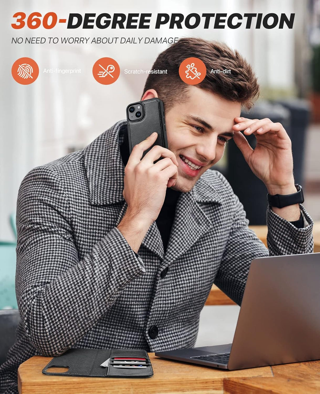 OCASE Hülle 14 Plus [Abnehmbare magnetische Hülle] [Kabelloses Laden] [Displayschutz] [Kartenfach] H