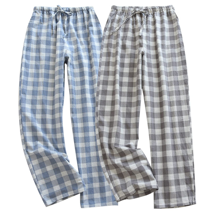 STMAHER 2er Pack Herren Schlafanzughose Baumwolle Pyjamahose Herren Lang Pyjamahose Karierte Nachtwä