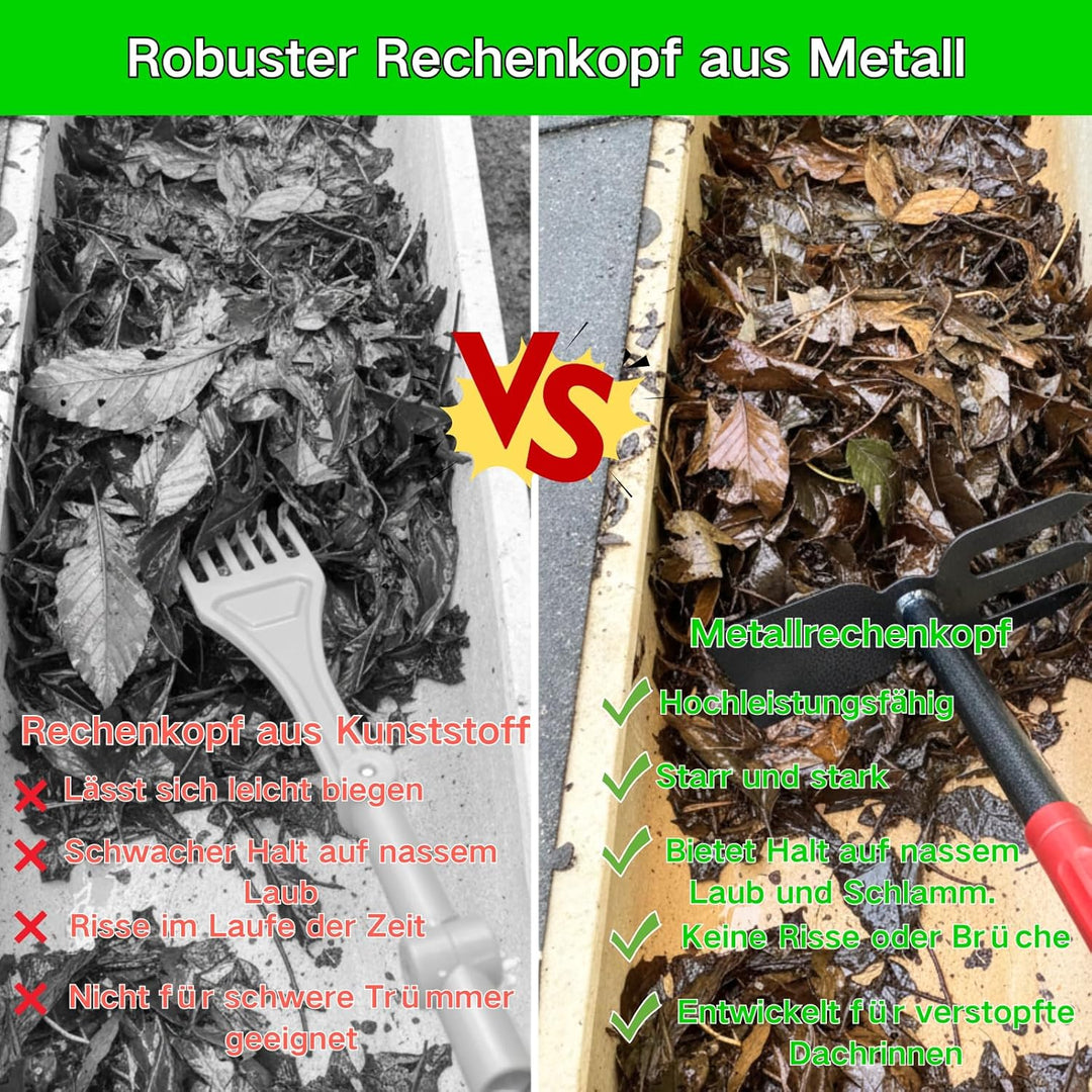 BeGrit Dachrinnenreiniger Dachrinnen Reiniger 3m Ausziehbar Teleskopstiel mit Dachrinnenschaufel ent