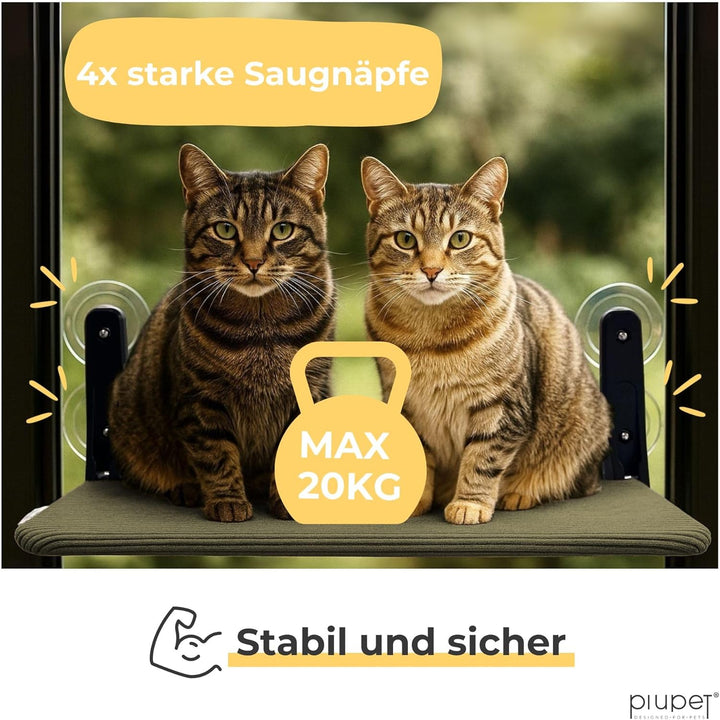 PiuPet Schwebende Katzenfensterliege – Klappbare & platzsparende Katzenliege mit Saugnäpfen I Wendba