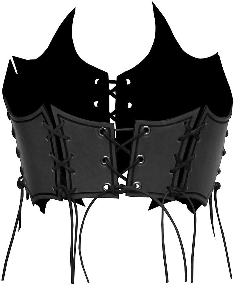 Andracor - Fantasy Brustplatte aus Leder für Frauen – Geflammtes Bustier aus Rüstleder mit Schnürung