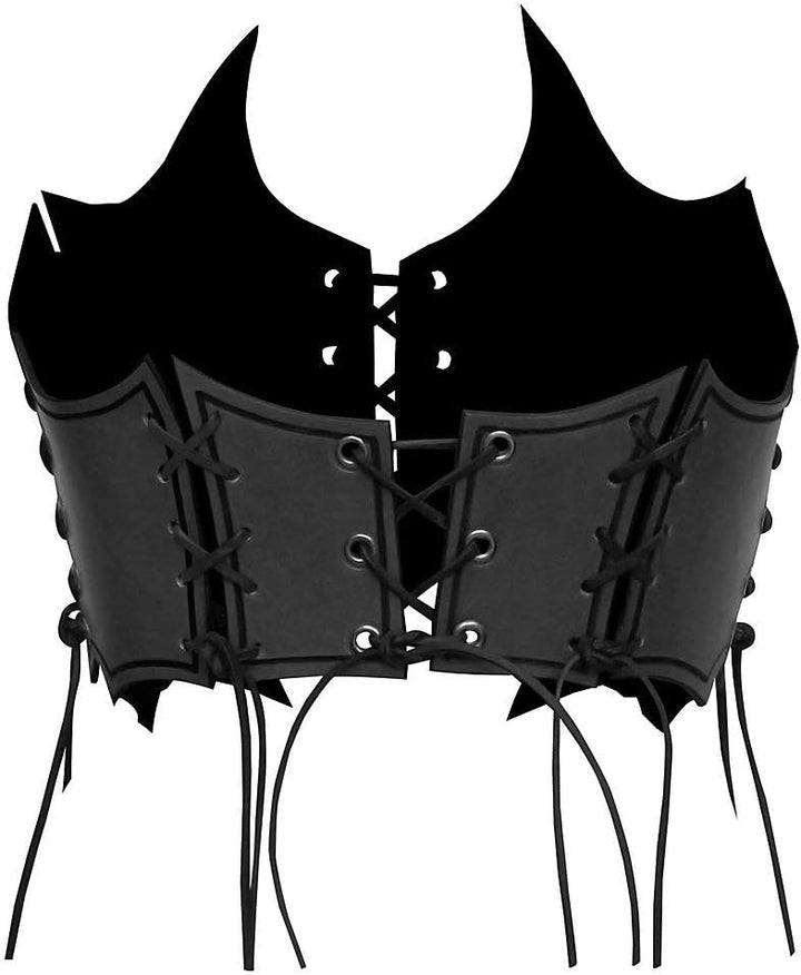 Andracor - Fantasy Brustplatte aus Leder für Frauen – Geflammtes Bustier aus Rüstleder mit Schnürung