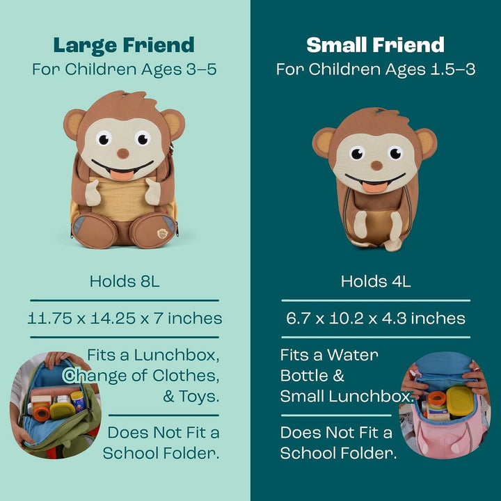 Affenzahn Kinderrucksack Grosser Freund | Kindergartenrucksack für Kinder von 3 bis 5 Jahren mit fun