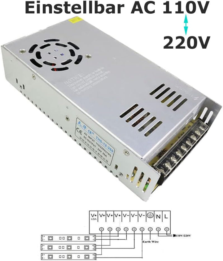 D85CS 480W Schalternetzteil 220V-240V AC auf DC Netzteil 24Volt Transformator Industriell Adapter Ei