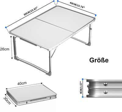 Yiyai Campingtisch Klappbar Faltbar Klapptisch Aluminium - 60 x 40cm Leicht Tisch Camping Tisch Klei