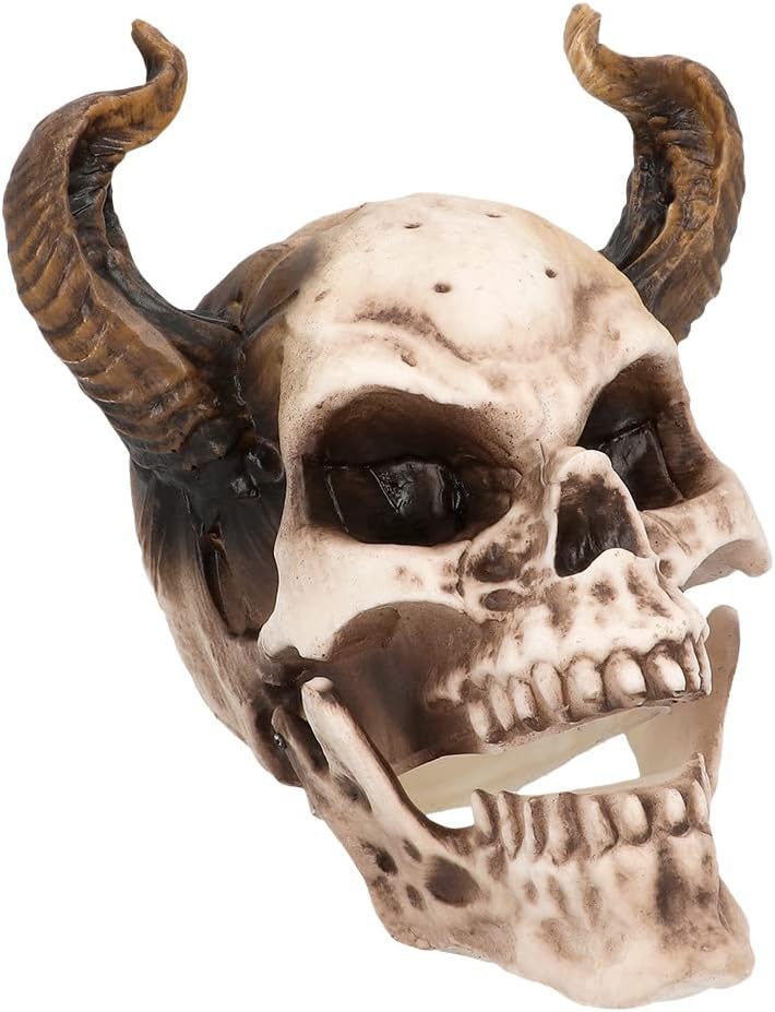 Boland 73082 - Totenkopf Teufel Deko, 20 cm, Dekofigur, Schädel mit Hörnern, Dekoration, Halloween D