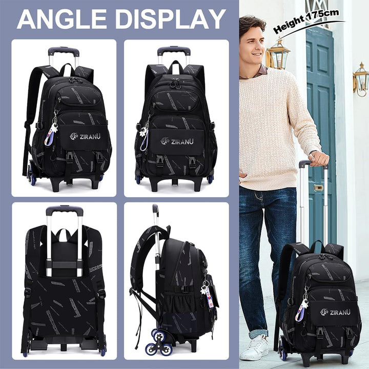 Voici et Voila Rucksack mit Rollen Jungen Schulrucksack Trolley Kinder Schultasche mit Rollen Schulr