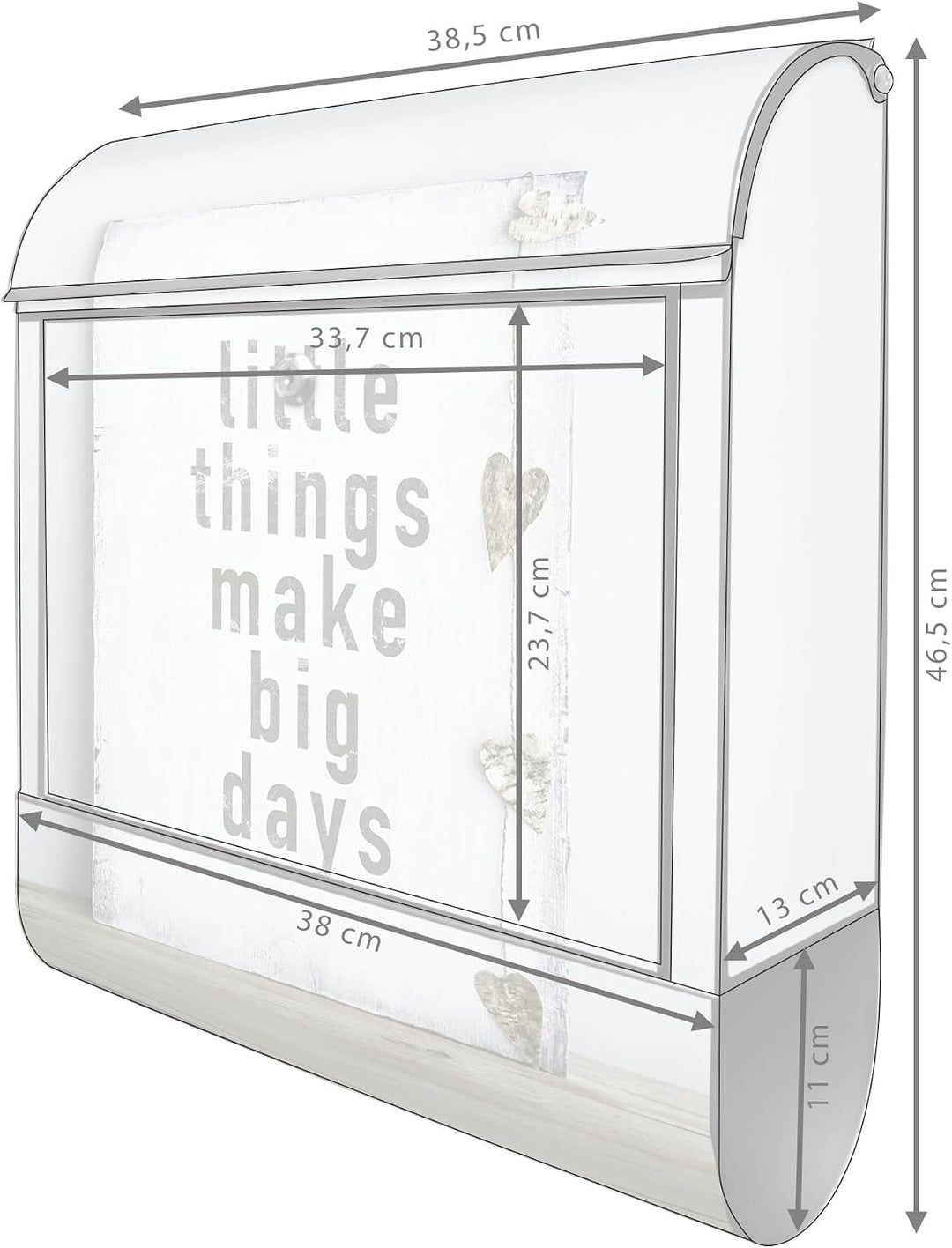 banjado® Design Briefkasten mit Motiv Little Things 39x47x14cm &amp; 2 Schlüssel - Briefkasten Stahl sch
