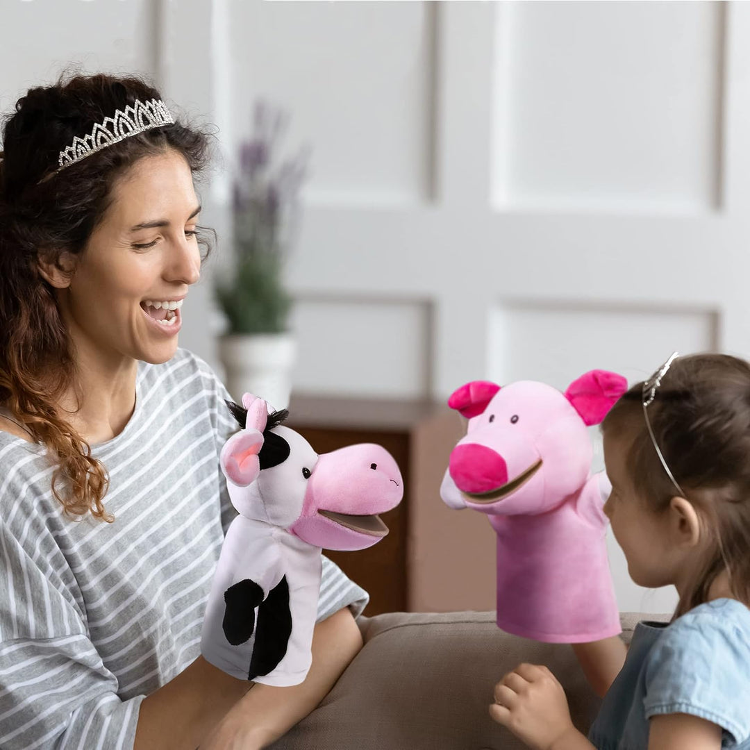 Tier-Handpuppen Farm Wildlife mit beweglichem offenem Mund, Plüsch-Spielzeug, Zoo-Freunde, perfekt z