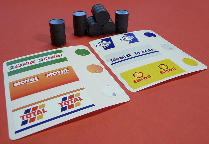 Slotcar Benzin-ÖL-FÄSSER 6er Set in 1:32 für Carrera UNIVERSAL/DIGITAL TOP DEKO