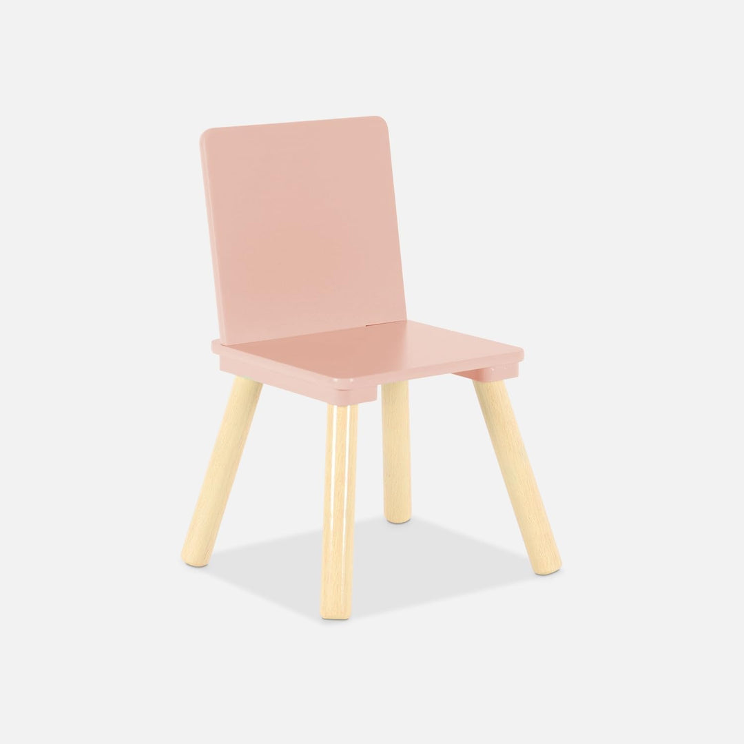 sweeek - Quadratischer Kindertisch mit 2 Stühlen, Beine aus Kiefernholz - Judith Rosa, Rosa