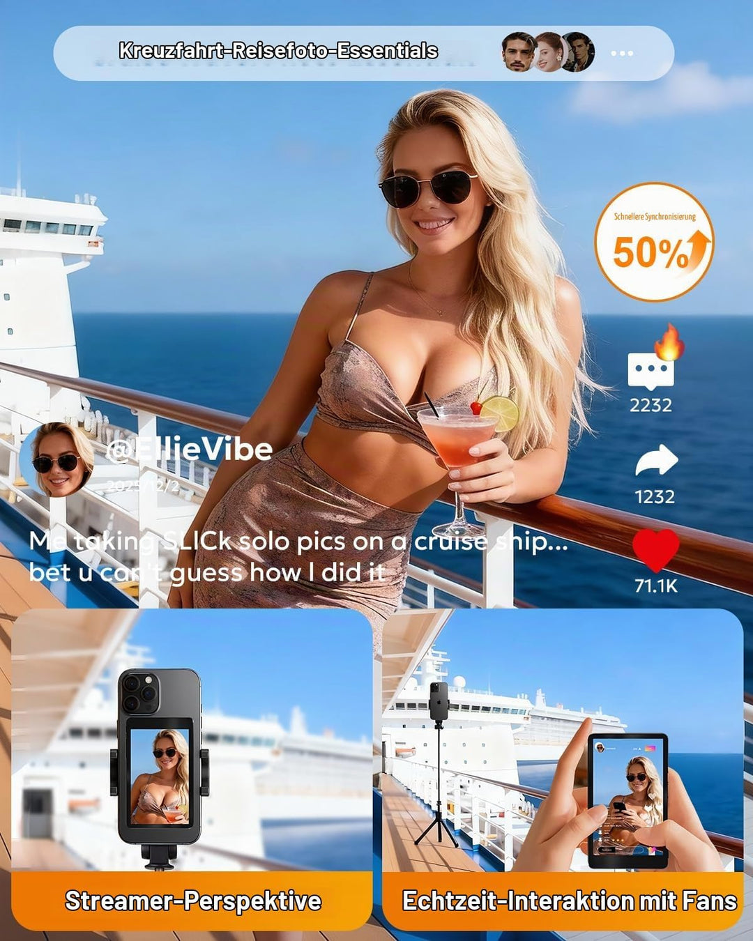 Vlog Handy Selfie Monitor：4" Vlog Selfie Monitor Bildschirm mit Magnetischer | Smartphone Rückkamera