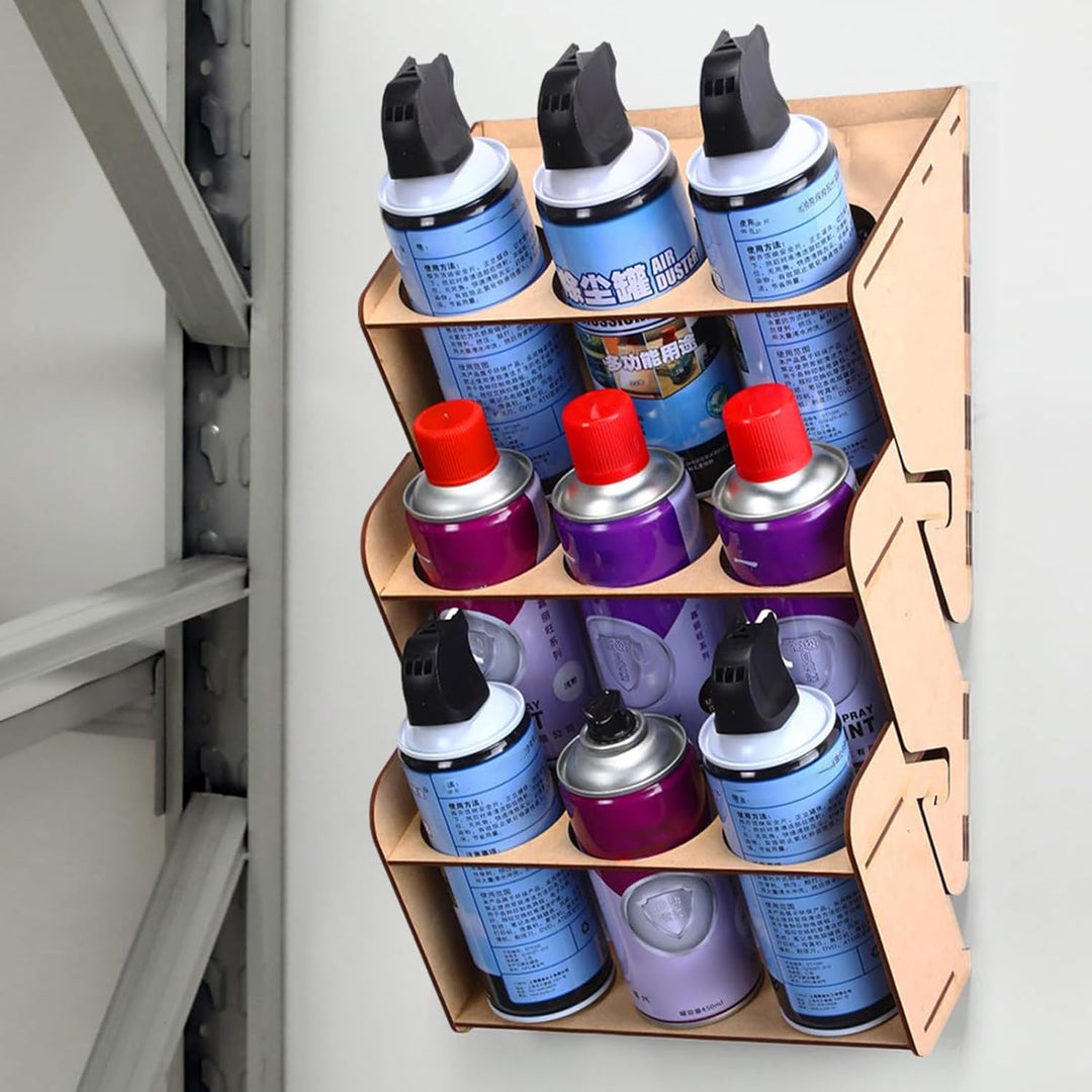 Wandmontierbarer Sprühdosen Halter,Holz Organizer Für Aerosol Spraydosen Aufbewahrung - 3-Etagen Hal