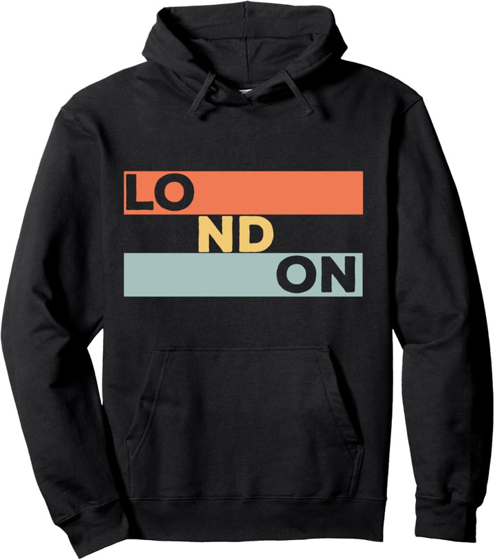 Vintage London Souvenir - Retro Stripes London Pullover Hoodie