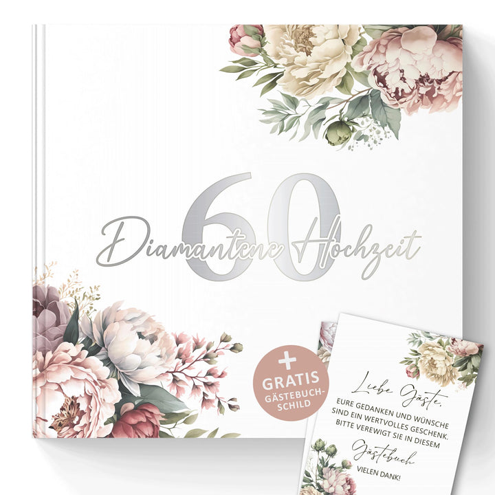 60 Diamantene Hochzeit Gästebuch zum Ausfüllen Fotos Einkleben - Geschenkidee zum 60. Hochzeitstag f
